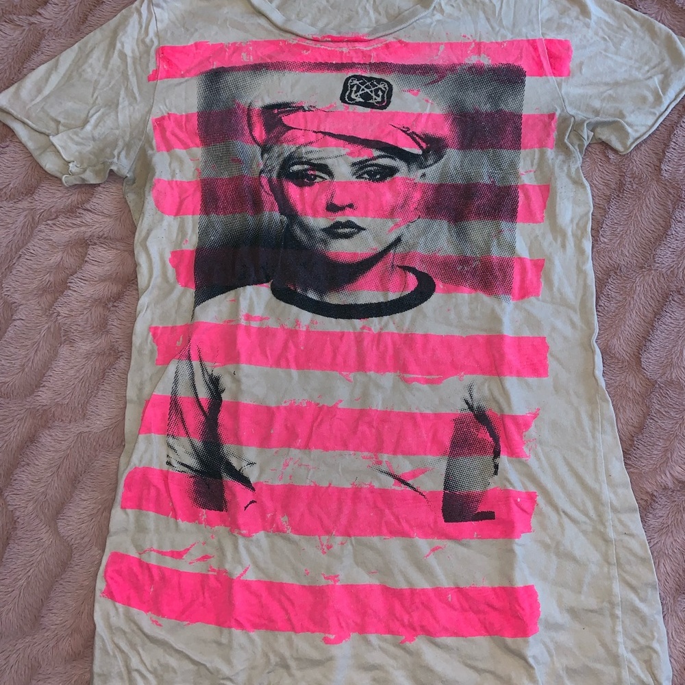 Debbie Harry pink striped rock music t-shirt